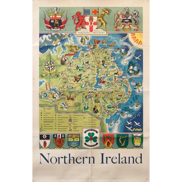 1955 Irish Travel Poster, Northern Ireland British Travel and Holidays Association For Sale