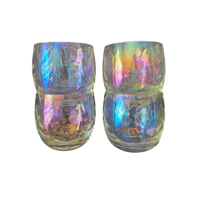 1960s Mid Century Draping Iridescent Glasses Roly Poly - Set of 4 For Sale - Image 4 of 5