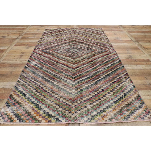 Tan Vintage Turkish Sivas Rug, 04'10 X 08'04 For Sale - Image 8 of 10