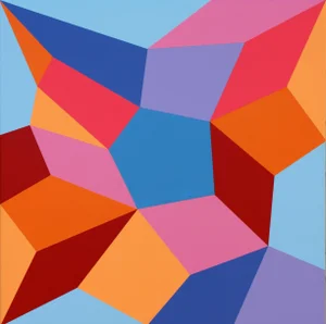 "One of These Days" Contemporary Geometric Hard Edge Acrylic Painting by Sassoon Kosian