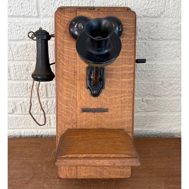 Rustic European Antique Wall Phone, With Crank & Chimes For Sale - Image 3 of 15