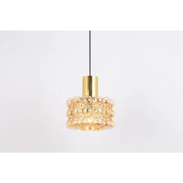 1970s Large Amber Bubble Glass Pendant by Helena Tynell for Limburg, 1970s For Sale - Image 5 of 9