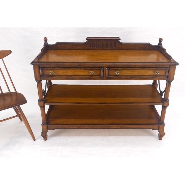 Liz Clairborne Spanish Colonial 2 Drawers 3 Tier Fruitwood Sideboard Server MINT For Sale - Image 16 of 18