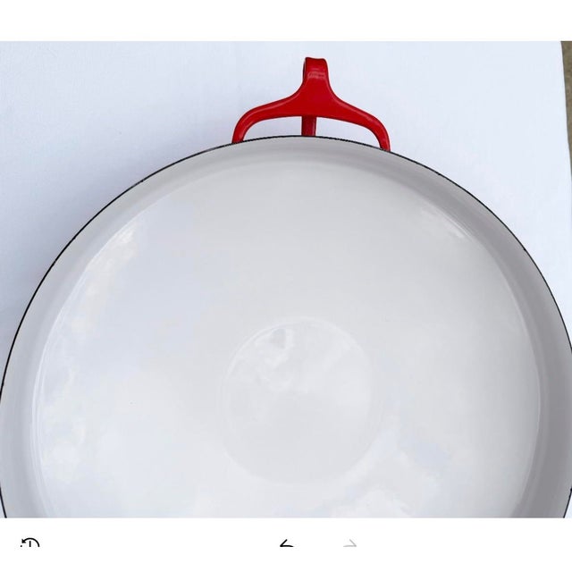 Vintage Dansk Enamel Kobenstyle Paella Pan With Red Handles For Sale - Image 9 of 9