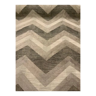 Modern Gray Woven Chenille Chevron Designer Fabric - 33 Yards For Sale