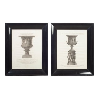 Pair of 18th Century Giovanni Battista Piranesi Framed Urn Engravings For Sale