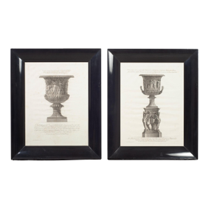 Pair of 18th Century Giovanni Battista Piranesi Framed Urn Engravings