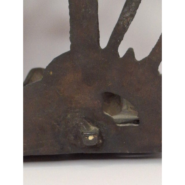 Metal Antique 19thC Polish Brass Bench Menorah Hanukkah Lamp Lions Crown Decalogue For Sale - Image 7 of 15