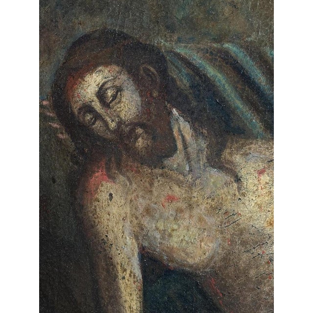 Spanish Baroque Artist, Pietà with Mater Dolorosa and Angel, 1700s, Oil on Canvas For Sale - Image 5 of 11
