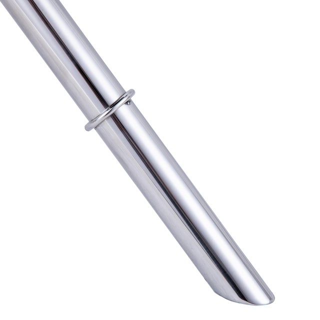 2020s Pasargad Home Eloise Tempered Glass Ringed Side Table, Silver For Sale - Image 5 of 7