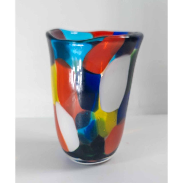 Mid-Century Modern Mid-Century Modern Italian Murano Glass Colorful Patchwork Vase For Sale - Image 3 of 11