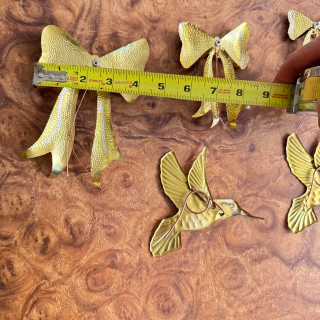 Brass and Metal Hummingbird and Bow Wall Decor- 5 Pieces For Sale - Image 9 of 9