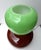 Mid-Century Modern Contemporary Pair of Brass and Green Murano Glass Bulb Shade Lamps, Italy For Sale - Image 3 of 13