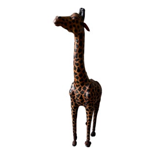 Late 20th Century Oversized Handcrafted Leather Giraffe Sculpture For Sale