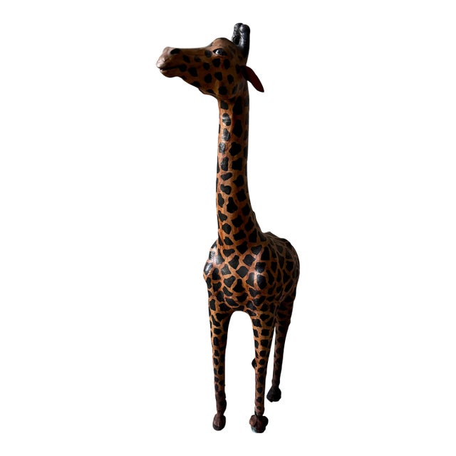 Late 20th Century Oversized Handcrafted Leather Giraffe Sculpture For Sale