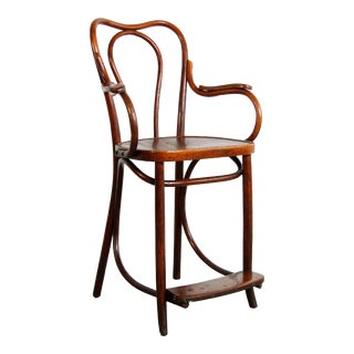 Antique Thonet Bent Wood Drafting or Billiards Bar Stool For Sale
