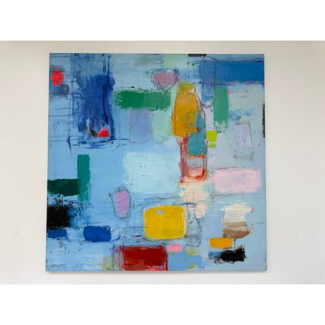 2020s Vibrant Modern Abstract Geometric Canvas - Original Multicolored Acrylic Art For Sale - Image 5 of 9