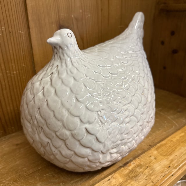 13” x 10” x 9” This in original hand made Large earthenware Hen-shaped figure. by Aldo Londi Very nice 1950s- 1970s Italy