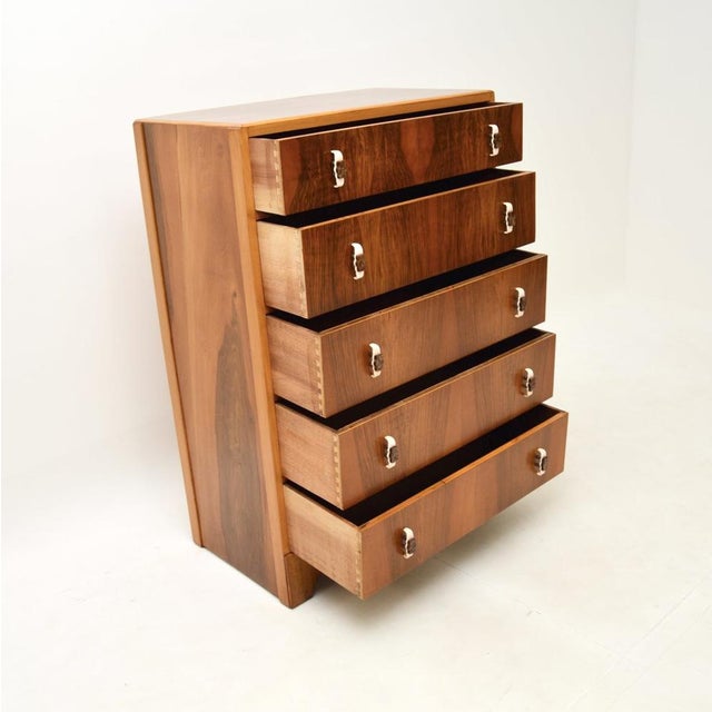 1930s Art Deco Figured Walnut Chest of Drawers, 1930s For Sale - Image 5 of 11