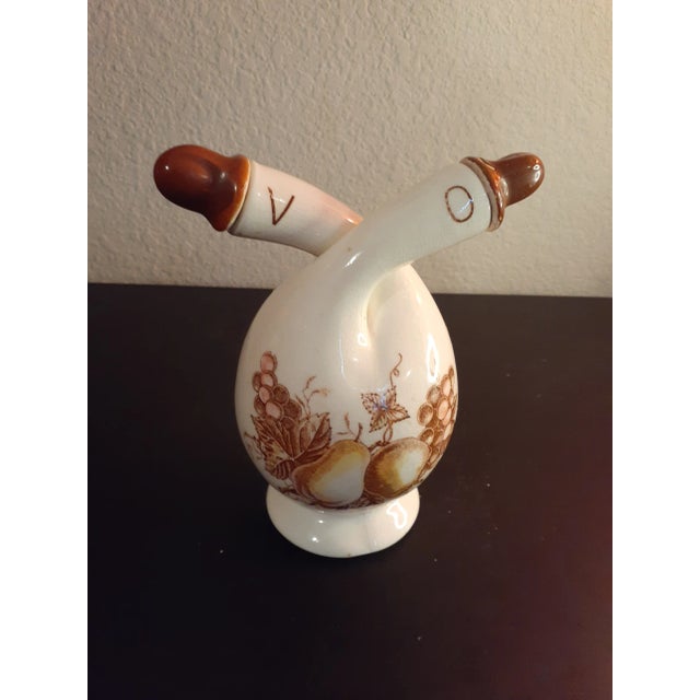 Beige 1930 Japan Nasco Fruit Arbor Double-Neck Vinegar & Oil Cruet For Sale - Image 8 of 8
