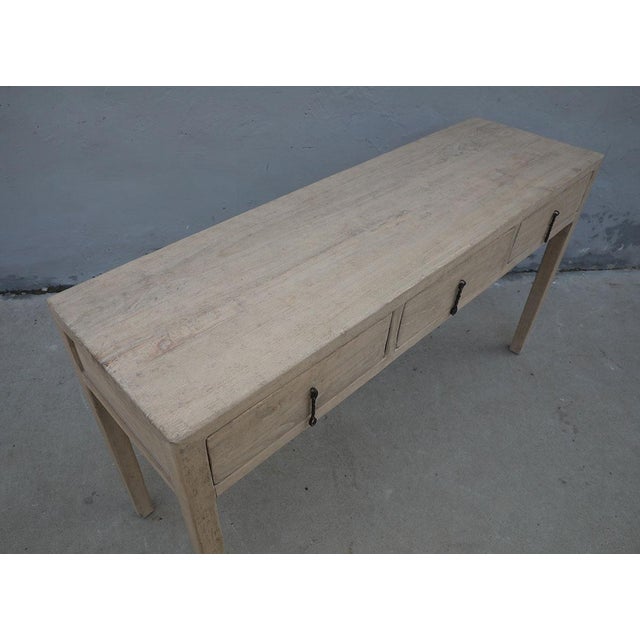 Farmhouse Reclaimed Bleached Elm 3-Drawer Console Table For Sale - Image 3 of 3