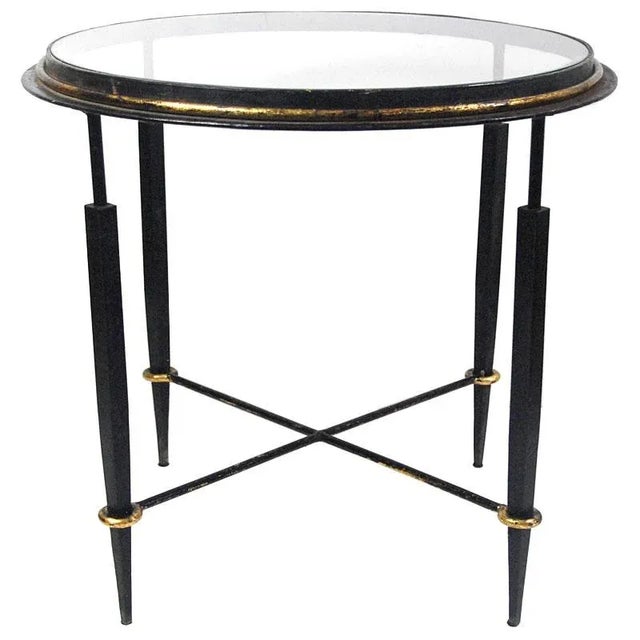 Antique French Metal and Glass Side Table, 1920s For Sale - Image 3 of 9