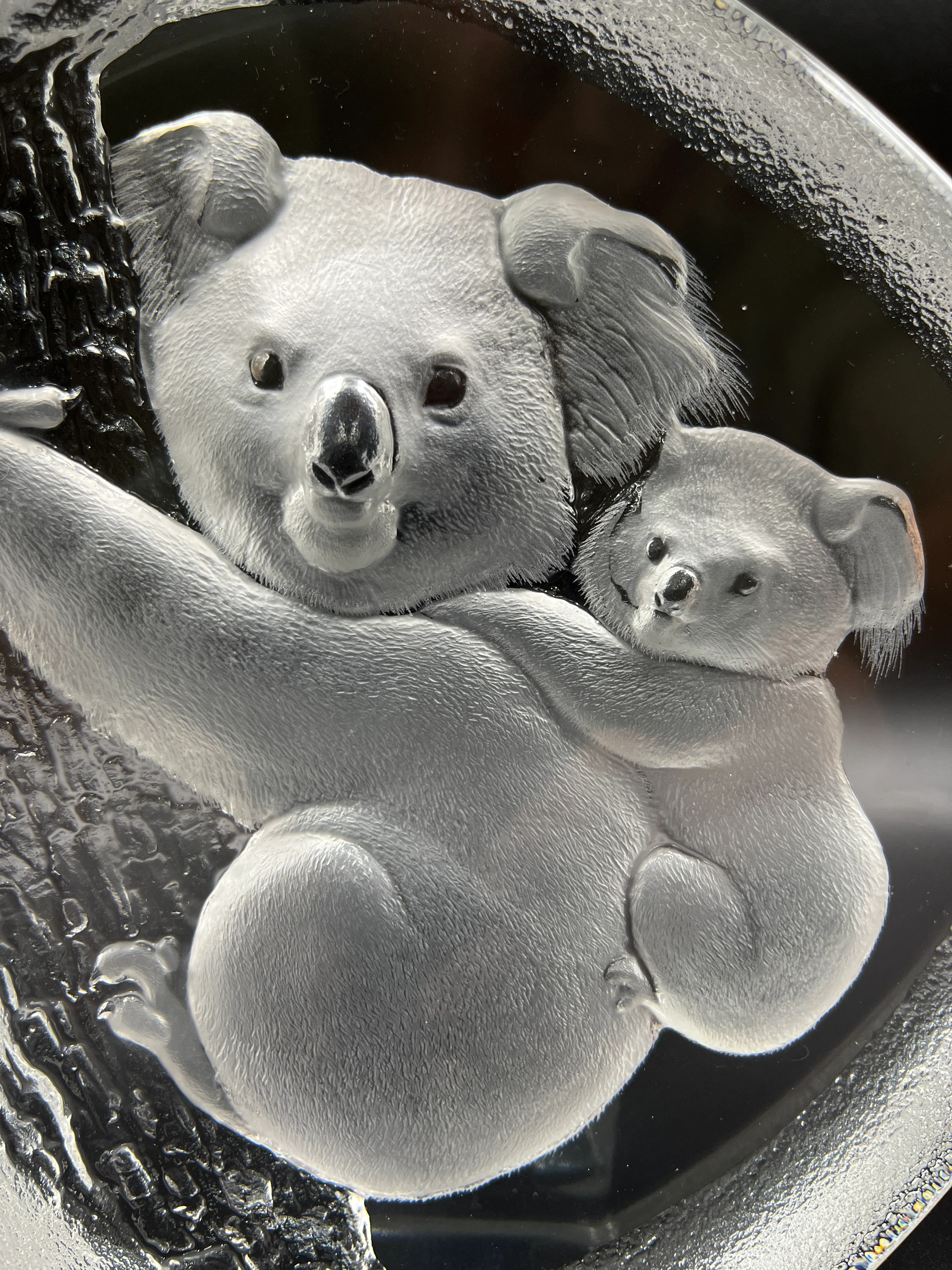 Late 20th Century Mats Jonasson Lead Crystal Koala Bear Sculpture