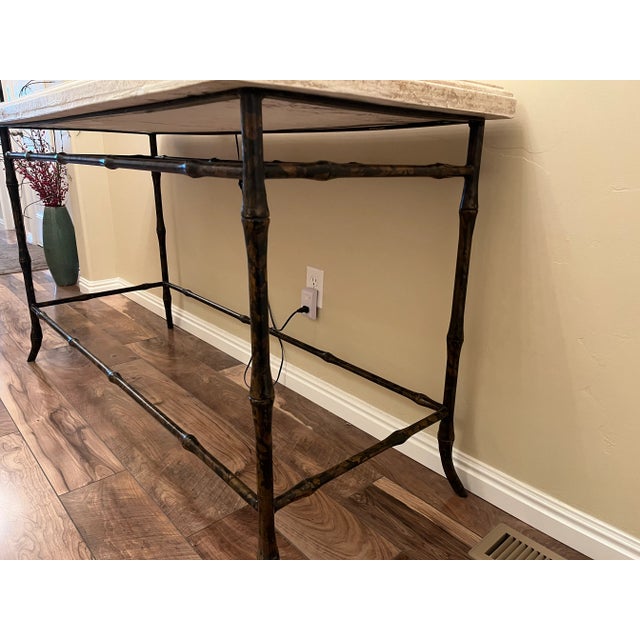Ironies Console Table W/Metal Bamboo Base For Sale - Image 9 of 10