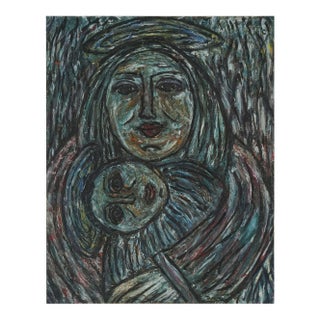 Mid Century Bay Area Figurative Original Oil Painting -- Motherhood by Honora Berg For Sale