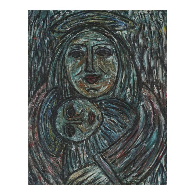 Mid Century Bay Area Figurative Original Oil Painting -- Motherhood by Honora Berg For Sale