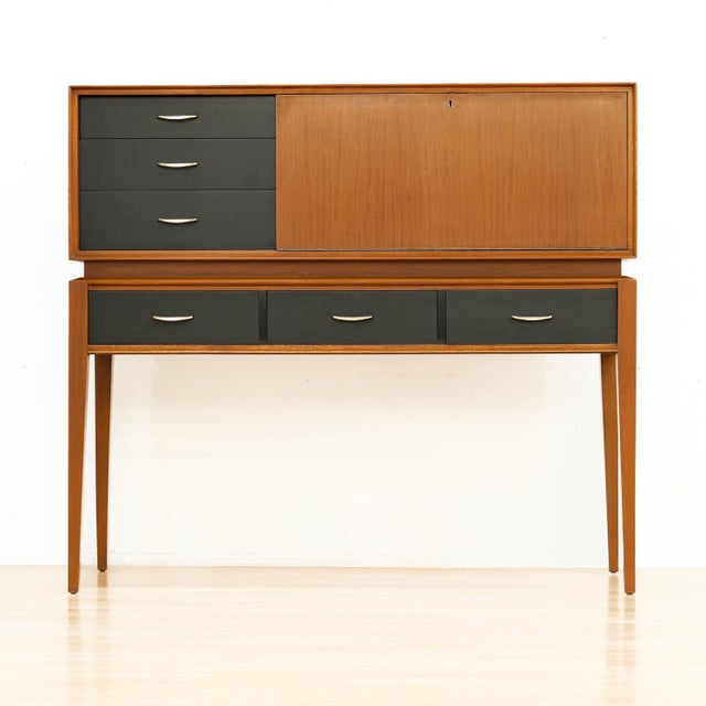 Mid Century Tall Liquor Cabinet Credenza by Golden Key Furniture For Sale - Image 4 of 10