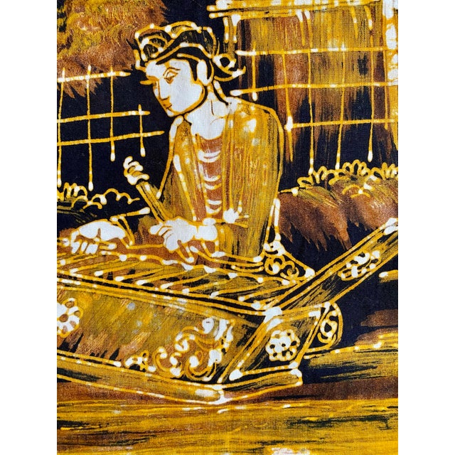 Indian Ethnic Batik Wax Print Oriental Indian Wall Hanging For Sale - Image 3 of 5