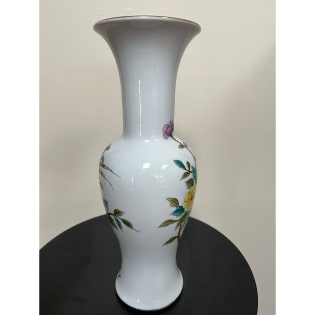 1970s Norleans Chinoiserie Hand-Painted Porcelain Vase For Sale - Image 10 of 12