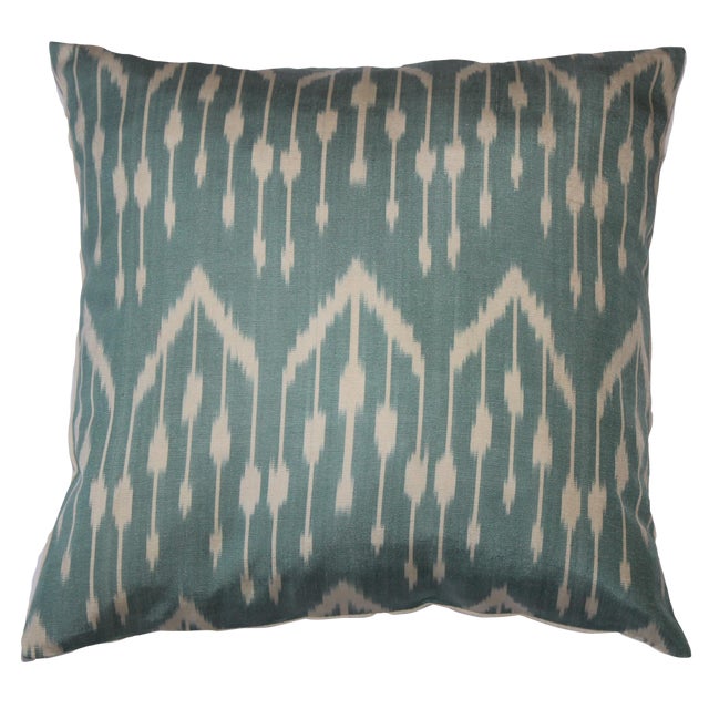 Contemporary Silk Ikat Bohemian Throw Pillow For Sale