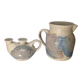 Vintage Handmade Pottery Vessels - A Pair For Sale