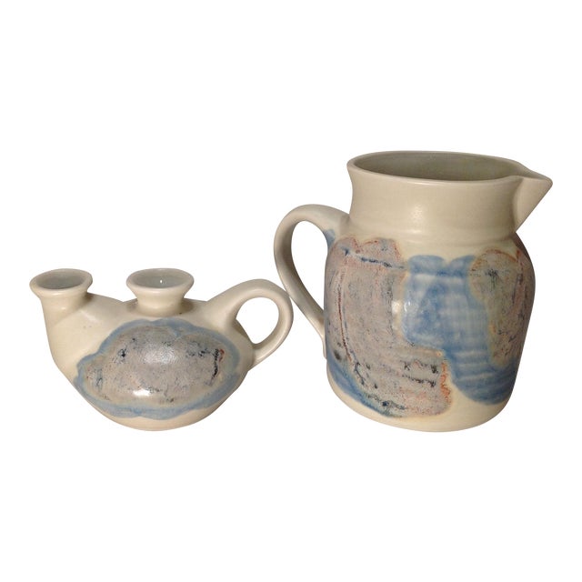 Vintage Handmade Pottery Vessels - A Pair For Sale
