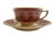 1930s Vintage 30s Heinrich and Co. Selb H & C Bavaria German Porcelain Red and Gold Encrusted Tea Cup and Saucer With Desert Plate - Service for 2 For Sale - Image 5 of 12