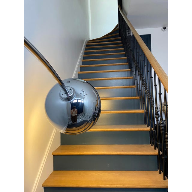 Very large chrome-plated metal floor lamp. In very good condition - some signs of wear in places, particularly on the base...