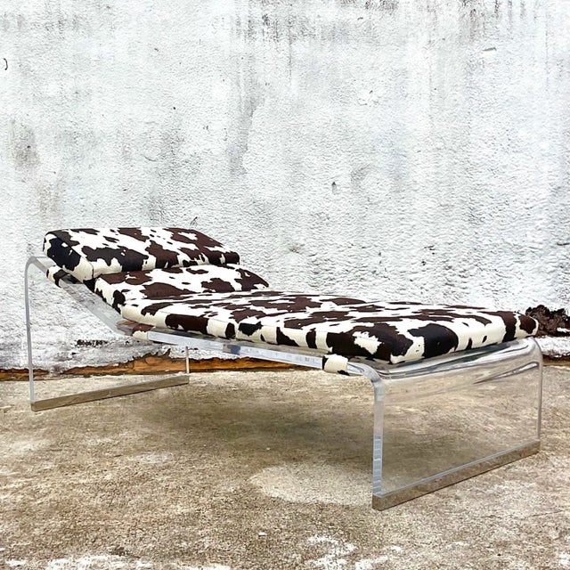 Late 20th Century Vintage Boho Slab Lucite Chaise Lounge For Sale - Image 5 of 7