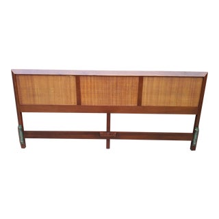 1960s Vintage J.B. Van Sciver Mid-Century Modern King Size Cane & Wood Headboard For Sale
