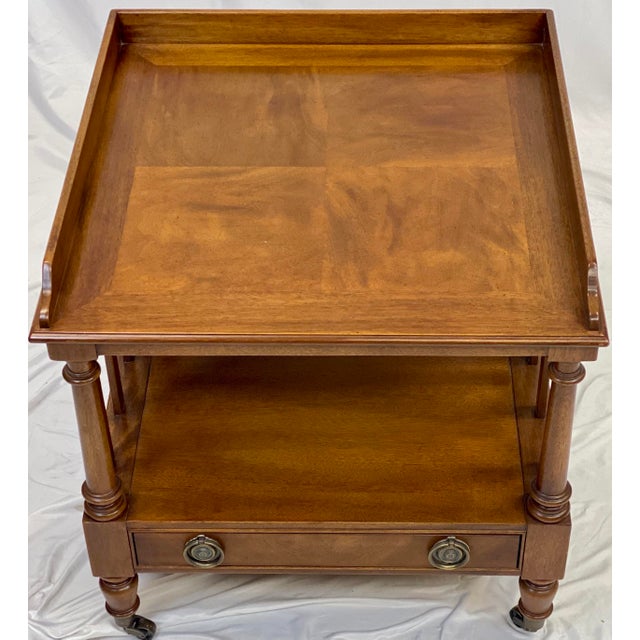 Vintage Mahogany Campaign Side Table on Casters Chairish