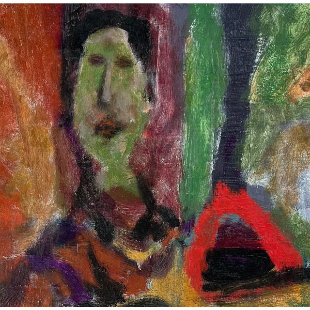 Wonderful abstract expressionist painting of guitarist painted by Norman Rubington (American, 1921 - 1991) while in Rome,...