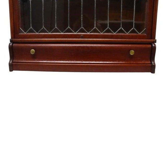 1910s Arts & Crafts Mahogany & Leaded Glass Barrister Bookcase With Drawer C1910 For Sale - Image 5 of 10