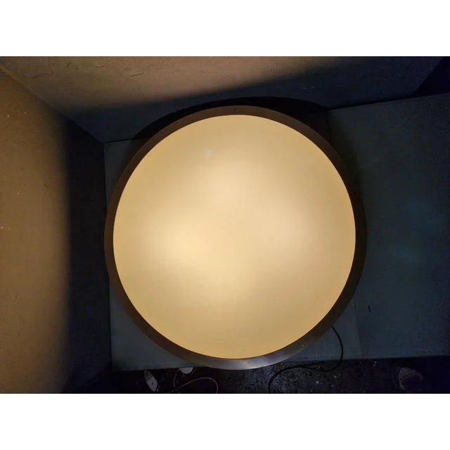 1970s Large Ceiling Light in Aluminum and Wood with Milky Perspex Lampshade, 1980s For Sale - Image 5 of 11