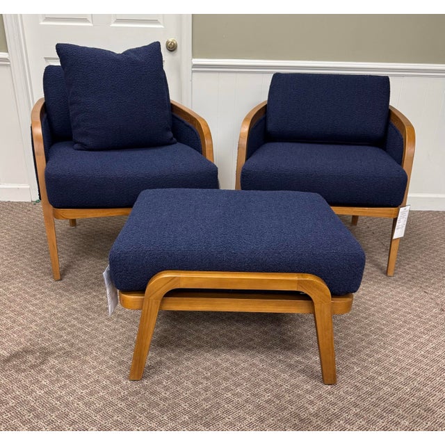 Mid-Century Modern Pair of Baker McGuire Resort Teak Schooner Lounge Chairs With Ottoman For Sale - Image 3 of 10