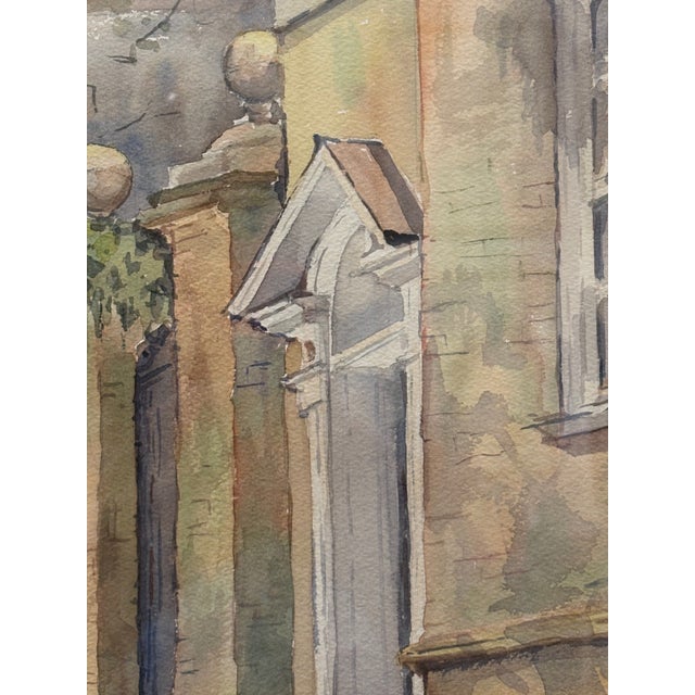 Traditional 1990s Large Original Watercolor Painting of a Charleston Street Scene by Zenobia Stockton For Sale - Image 3 of 6