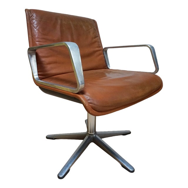 Program 2000 Swivel Armchair in Leather by Delta Design for Wilkhahn, 1960s For Sale