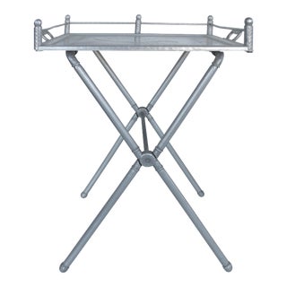 Everlast Hand-forged Aluminum Bar Tray on Stand- Set of 2 For Sale