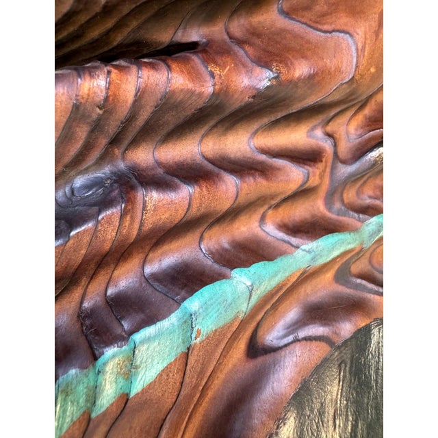 1960s 1960's Witco Carved Wood Wall Sculpture Unicorn Crest Large Tiki Polynesian 35” For Sale - Image 5 of 12