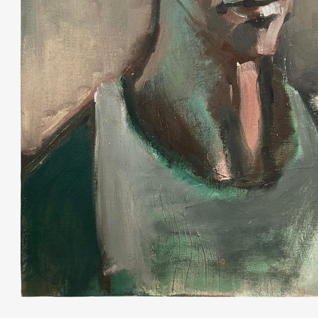 Jean Cocteau Vintage 1950s Modernist Portrait of Young Man, Oil on Board For Sale - Image 4 of 6